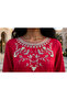 Floral Vines Embroidered Scoop Neck Maxi Jalabiya - 4