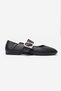 Genuine Leather Black Women's Buckle Detailed Ballerinas Dear - 3