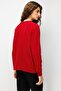Women's Crew Neck Buttoned Pocket Basic Short Wool Jacket Red - 4