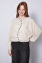 Asymmetric Buttoned Bat Sleeve Knitted Cardigan Stone