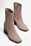 Women's Suede Boots Round Toe Zippered Thick Heeled Daily Ankle Boots Lara Mink