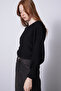 Asymmetric Buttoned Bat Sleeve Knitted Cardigan Black - 2