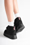 Women's Black Suede 5 cm Thick Soled Winter Fur Boots - 7