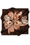 Brown 90X90 Silk Crepe Satin Scarf - 3