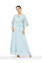 Light Blue A-Line Maxi Jalabiya with Golden Floral Foil - 2