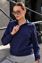 Women's Modal Sweatshirt with Zipper Detail on the Collar 265166 -
