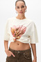 Olende women's relaxed fit printed round neck ecru t-shirt - 3
