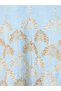 Light Blue A-Line Maxi Jalabiya with Golden Embroidery - 3