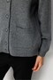 Women's Crew Neck Buttoned Pocketed Basic Short Wool Jacket Smoked - 3