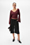 Marga V-Neck Long and Wide Sleeve Burgundy Blouse - 4