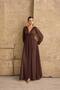 Women's Brown Lace Detailed V-Neck Maxi Dress