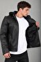 Detachable Mesh Hooded Faux Leather Coat Kmd 814_50515-1 - 5