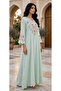 Paisley Embroidered V Neck Jalabiya with Scalloped Sleeves - 2