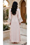 Floral Embroidered V Neck Jalabiya with Scalloped Cuffs - 4