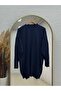 Sabisu Cold Thread Tunic with Buttoned Sleeves and Slits-Sy3310 Navy Blue
