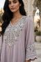 Floral Embroidered V Neck Jalabiya with Scalloped Cuffs - 4