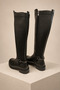Women's Black Genuine Leather Flexible Riding Boots with Back Accessory Detail - 8