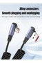 كابل USB A إلى USB C ملفوف بزاوية 90 درجة، سلك شحن سريع قابل للسحب بطول 3.2 قدم، نوع بزاوية قائمة - 5