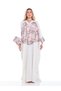 Beige Patchwork Print A-Line Maxi Kaftan Dress - 2