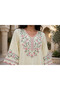 Floral Embroidered V Neck Jalabiya with Scalloped Cuffs - 3