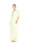 Cream A-Line Maxi Jalabiya with Turquoise Embroidery