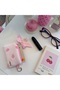 Pink Strawberry Patterned Mini Wallet |   Card Holder & Coin Purse with Keychain