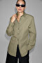 Milagro women's adjustable waist buttoned long sleeve khaki shirt - 3