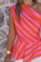 Orange Pink One-Shoulder Asymmetric Blouse - 3