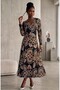 V-Neck Eight-Piece Wrinkled Fabric Lycra Patterned Women's Dress 125 cm - 4