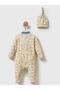 2-Piece Printed Jumpsuit with Hat - Beige - 2