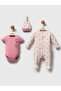 3-Piece Printed Jumpsuit with Hat - Pink
