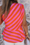 Orange Pink One-Shoulder Asymmetric Blouse - 4