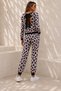 Women's long sleeve crew neck two-piece set with bow detail: blouse and pants - 2