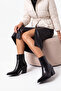 Women's Zippered Thick Heeled Pointed Toe Daily Boots Rigena Black - 4