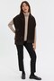 Women's Single-Sided Felt Flower Embroidered Wool Kaşkol Dark Brown - 4