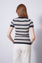 Striped Short Sleeve Knitwear Dark Blue - 5