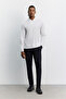 Men's White Polo Collar Zippered Meter Printed Technical T-Shirt A62Y1015 - 6