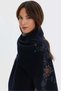 Women's Corner Patterned Colorful Floral Embroidered Tasseled Wool Shawl K.Navy Blue