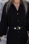 Black Standard Size Linen Dress with Belt - 4