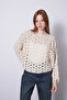 Bat Sleeve Openwork Knitted Sweater Stone - 4
