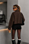 Laykmayk Women's Oversize Dark Brown Short Trench Coat Jacket - 4