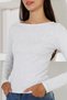 Long Sleeve Boat Neck Body Hugging Basic Women's Body T-Shirt 21897 Karmelanj - 2