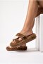 Women's Plush House Slippers, Double Color, Cross-Strapped, Open Toe, Thick Soled, Winter Comfortable Slippers Model - 3