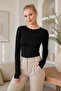 Women's Finger Detail Long Sleeve Body 100% Viscose Fabric Flexible Comfortable Fit Daily Stylish Basic Clothing Top - 6