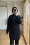 Women's Twisted Knit Detailed Buttoned Long Knitwear Cardigan Hijab