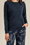 Women's Leaves Navy Blue Long Sleeve Pajama Set Pc9258-S-V1 - 3