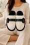 Fiora Black Ribbon Accessories Closed Toe Non-Slip Sole Winter Warm Comfortable Women's Home Bundle Dowry Slippers