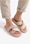 Women's Plush House Slippers, Double Color, Cross-Strapped, Open Toe, Thick Soled, Winter Comfortable Slippers Model - 3