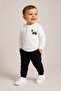 Baby Boy Tractor Embroidered Snap Collar Sweatshirt and Black Jogger 2-Piece Set – White / Orange 0-24 Months - 4