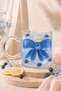 Premium Blue Bowknot Detailed 380 ml Borosilicate Glass Mug – Heat Resistant Coffee and Tea Cup - 4